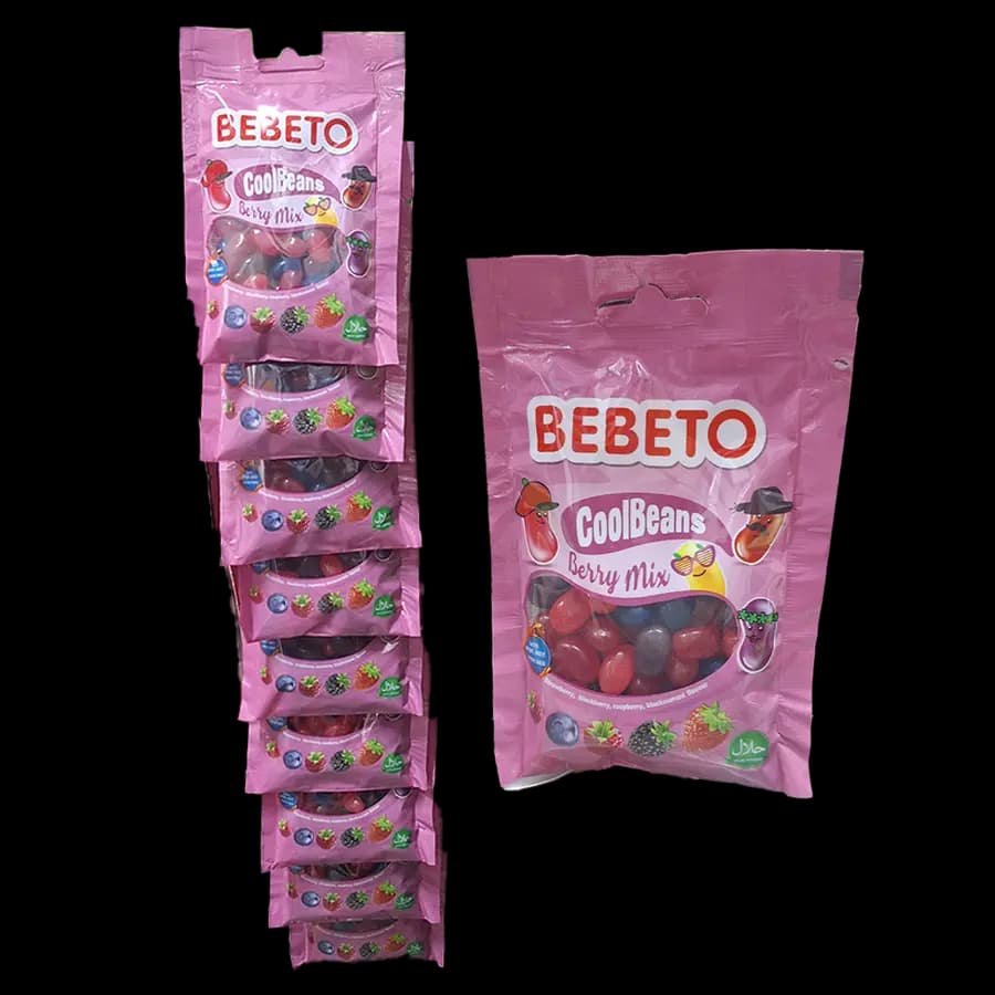 پاستیل تمشک ببتو مدل کول بینز (CoolBeans) مخلوط توت‌ ها 60 گرمی بسته 18 عددی