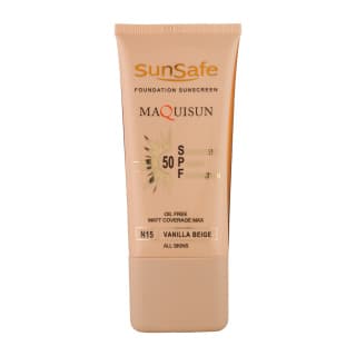 ضد آفتاب سان سیف کرم پودری و پرایمری مکیوسان(بژ عاجی) Makisan sunsafe powder cream and primer (IVORY beige)
