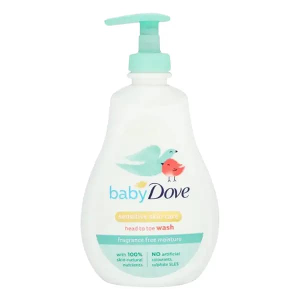شامپو سر و بدن کودک داو مدل Sensitive Moisture حجم 400 میلی‌لیتر پمپی