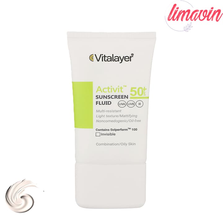 فلوئید ضدآفتاب بیرنگ ویتالیر SPF50 مدل Activit مناسب پوستهای مختلط و چرب حجم 50 میلیلیتر — تصویر ۲