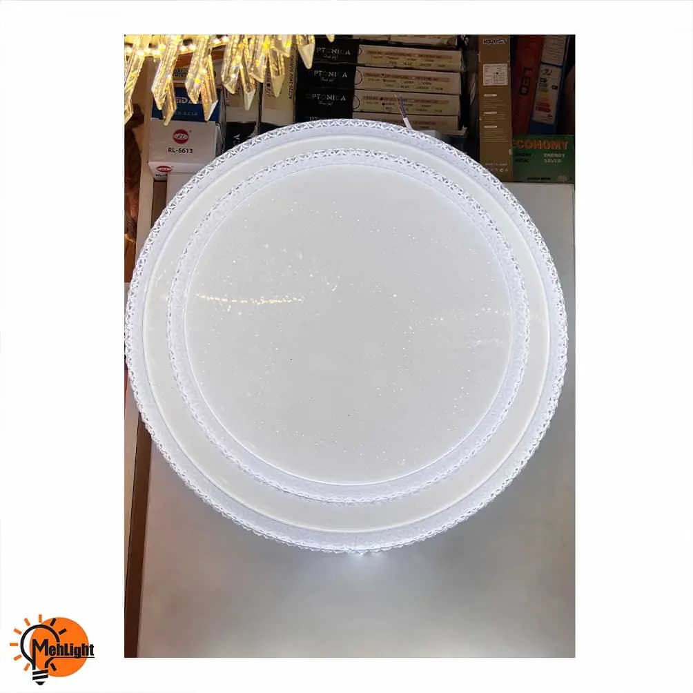 چراغ سقفی دو طبقه کریستالی 72 وات — تصویر ۳
