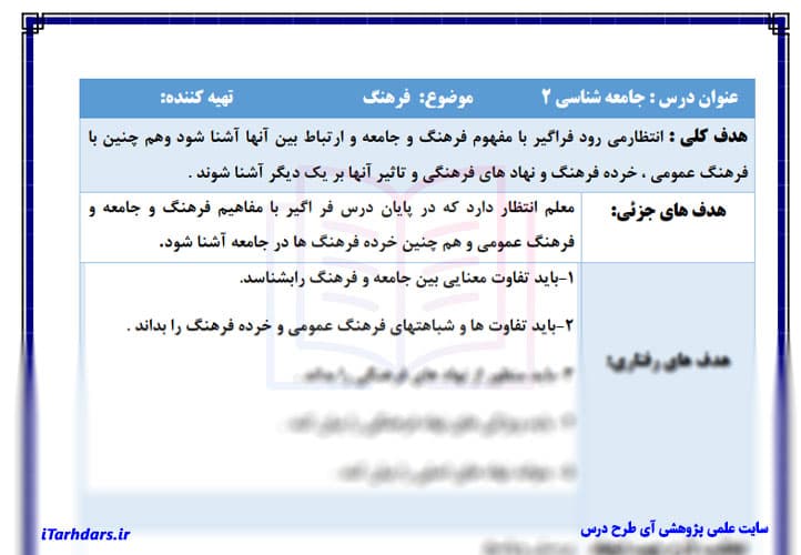 طرح درس روزانه جامعه شناسی 2 پایه یازدهم انسانی فرهنگ — تصویر ۳