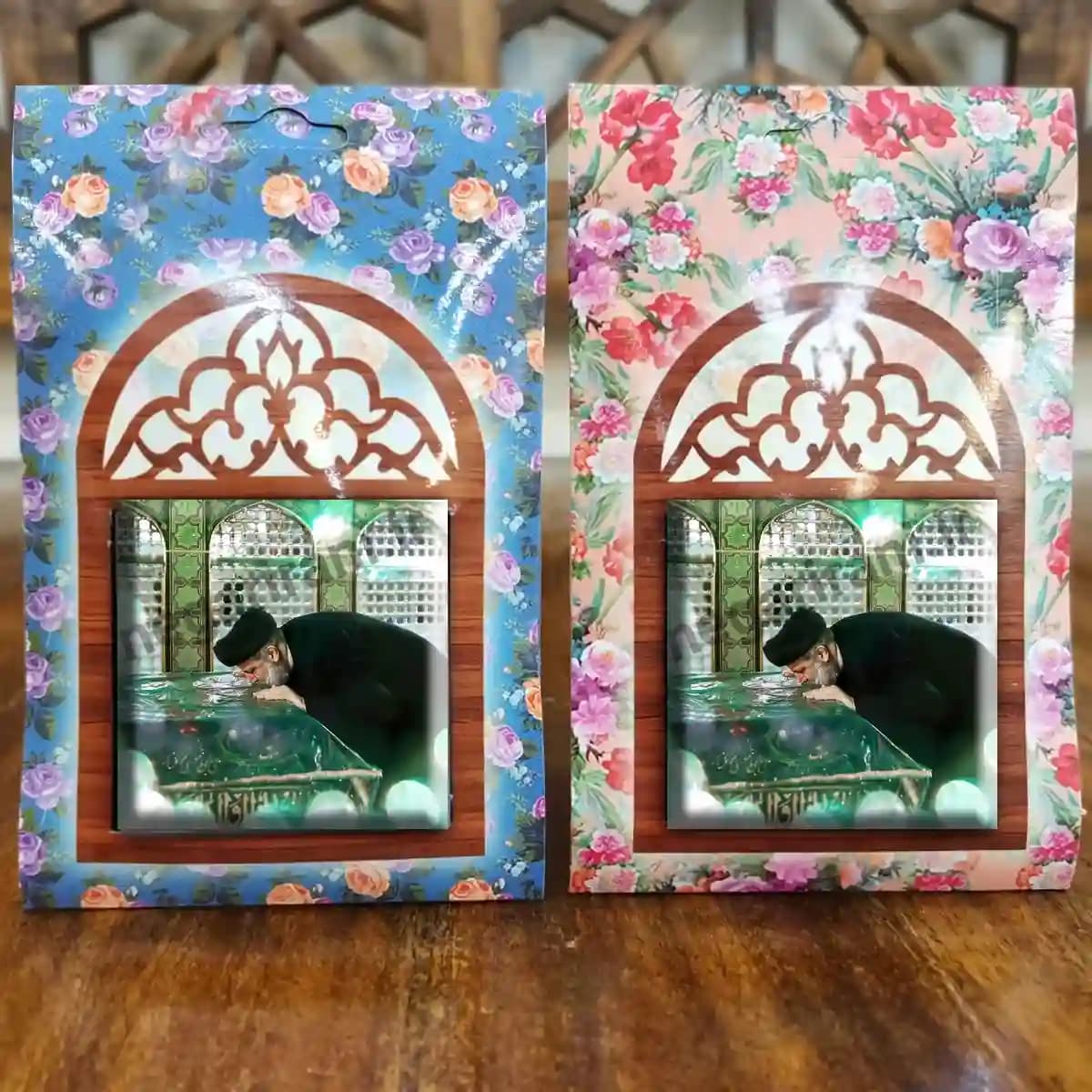 تندیس کاشی پنجره ای شهید رئیسی داخل ظریح امام رضا مدل 2Z48 — تصویر ۵