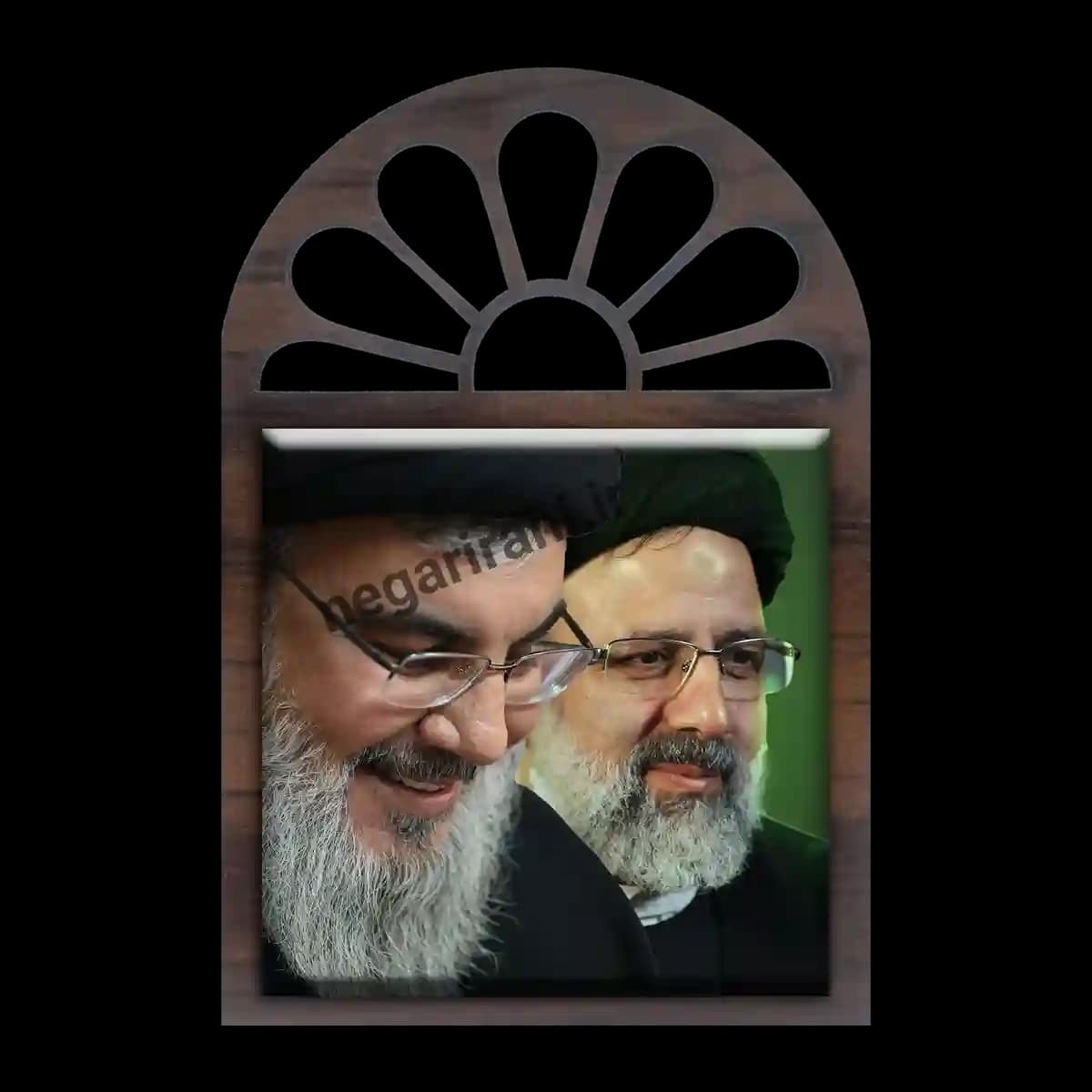 تندیس کاشی پنجره ای شهید رئیسی و نصرالله مدل 2Z45