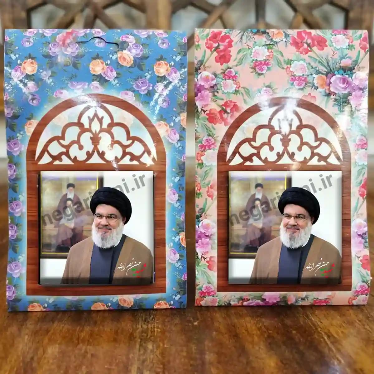 تندیس کاشی پنجره ای شهید نصرالله و رهبری و امام خمینی مدل 2Z40 — تصویر ۵