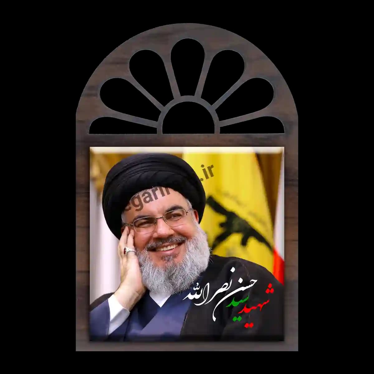 تندیس کاشی پنجره ای شهید سید حسن نصرالله مدل 2Z35