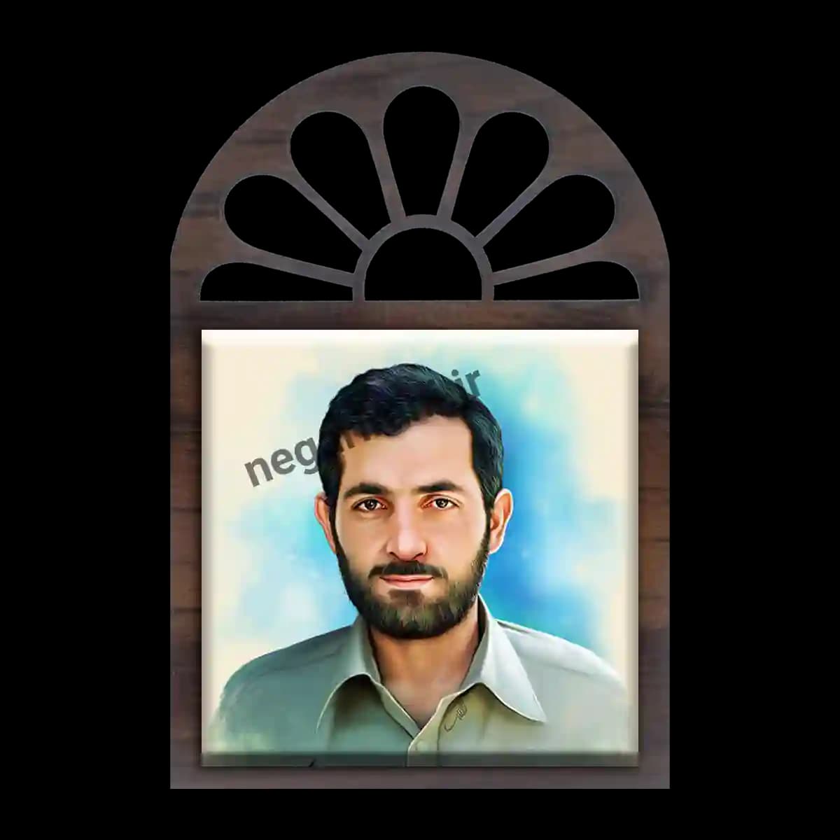 تندیس کاشی پنجره ای شهید باکری مدل 2Z22