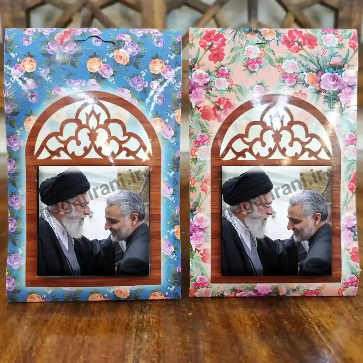 تندیس کاشی پنجره ای شهید سلیمانی و رهبری مدل 2ZG93 — تصویر ۵