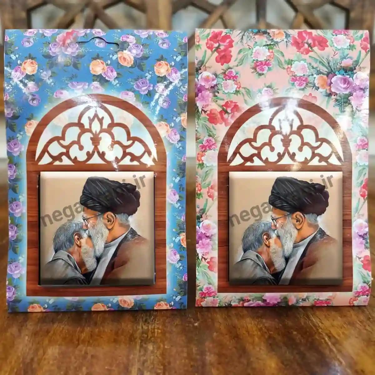 تندیس کاشی پنجره ای نقاشی رهبری و شهید سلیمانی مدل 2ZG60 — تصویر ۵