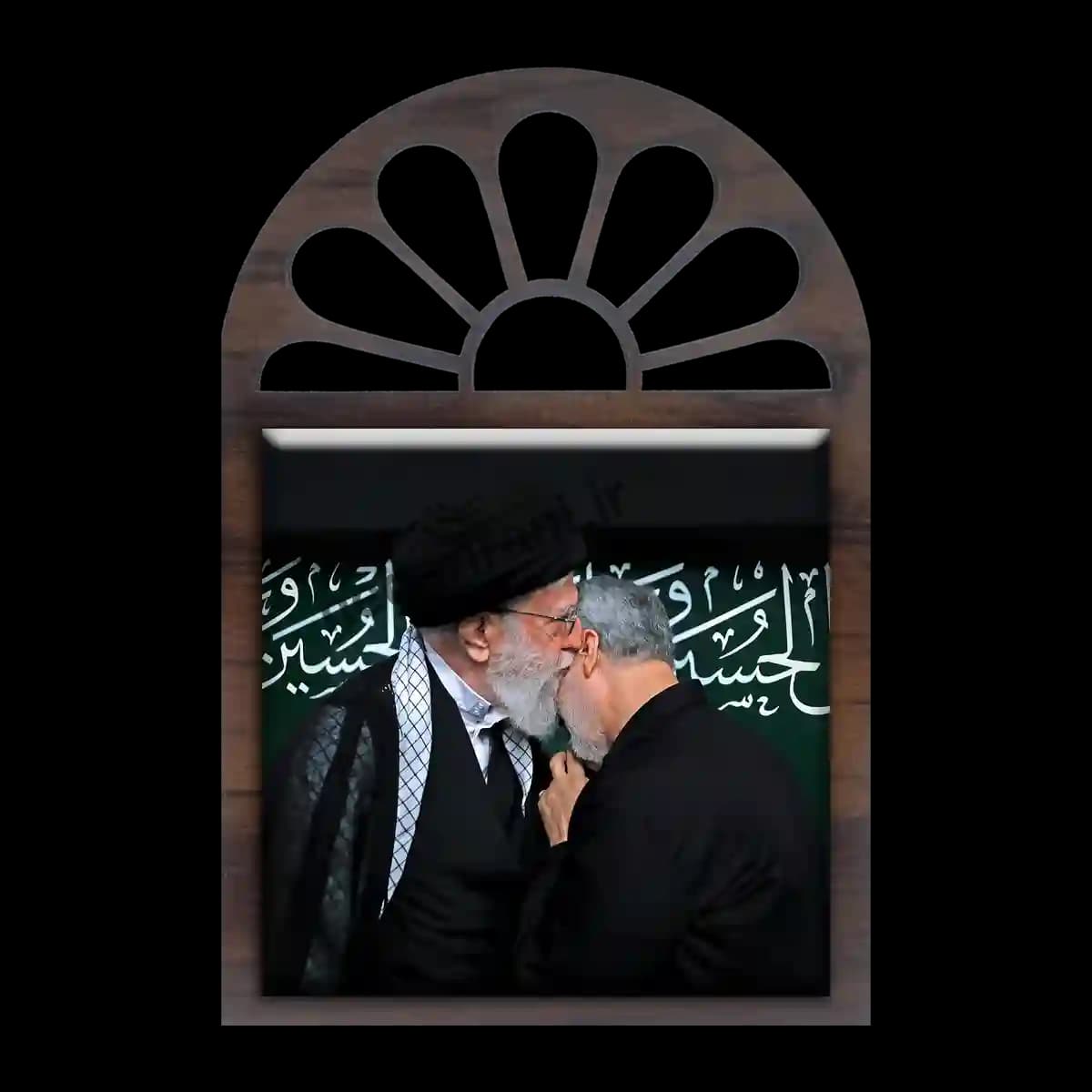 تندیس کاشی پنجره ای رهبری و حاج قاسم مدل 2ZG49