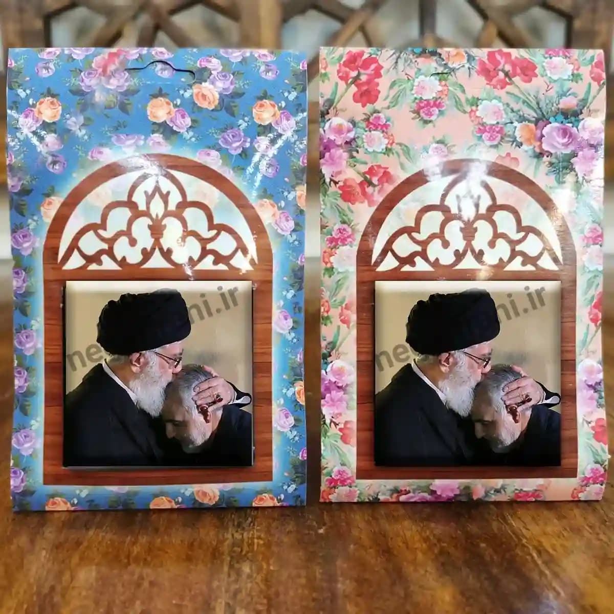 تندیس کاشی پنجره ای شهید سلیمانی و رهبری مدل 2ZG44 — تصویر ۵