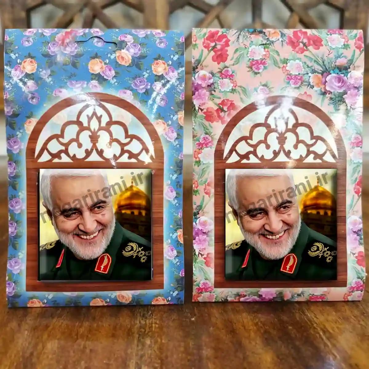 تندیس کاشی پنجره ای شهید حاج قاسم و حرم مدل 2ZG37 — تصویر ۵