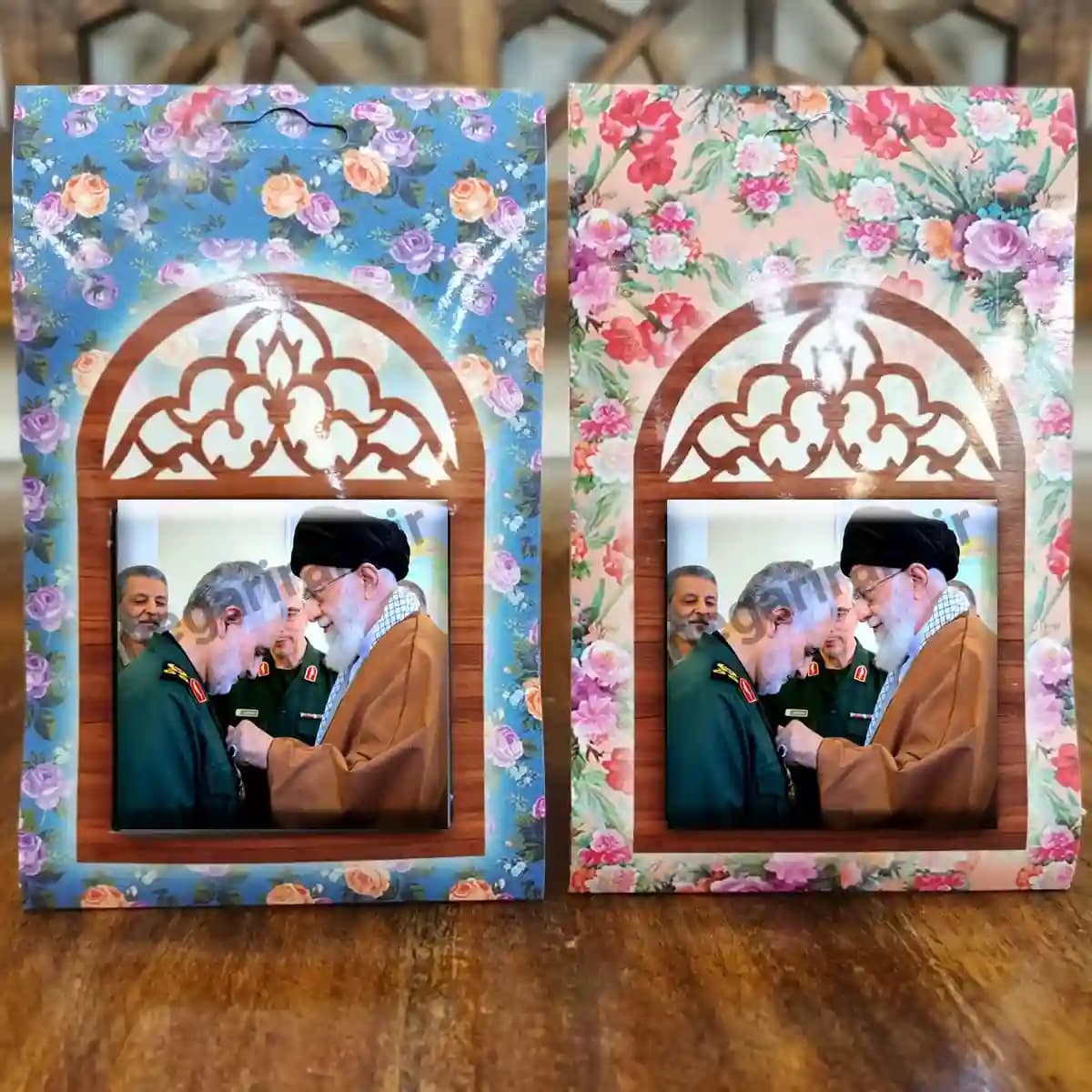 تندیس کاشی پنجره ای شهید حاج قاسم و رهبری مدل 2ZG30 — تصویر ۵