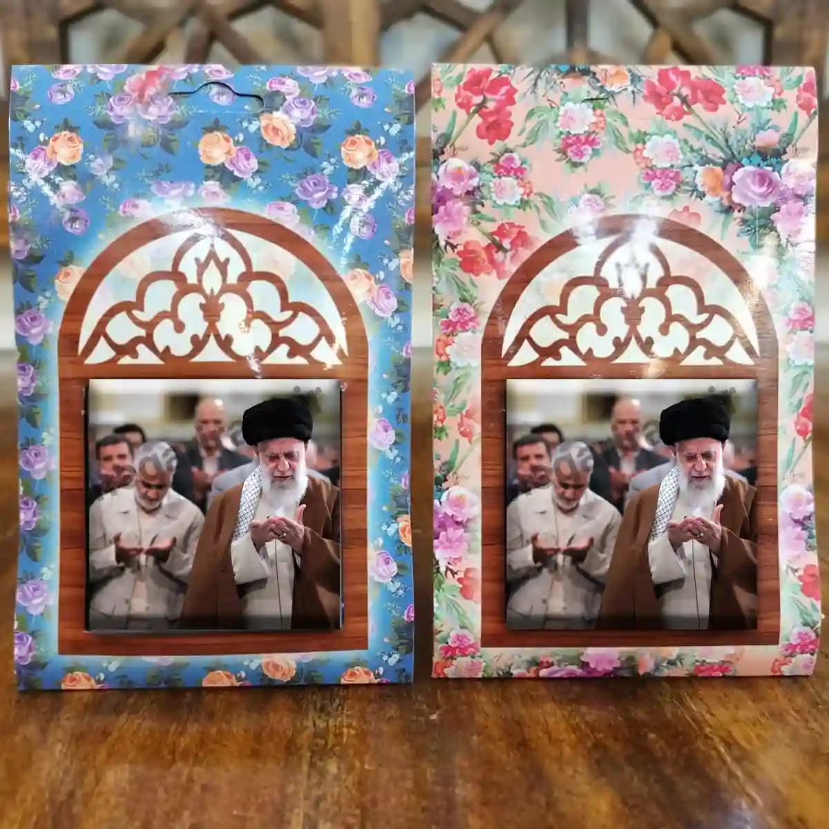 تندیس کاشی پنجره ای حاج قاسم و رهبر مدل 2ZG25 — تصویر ۵