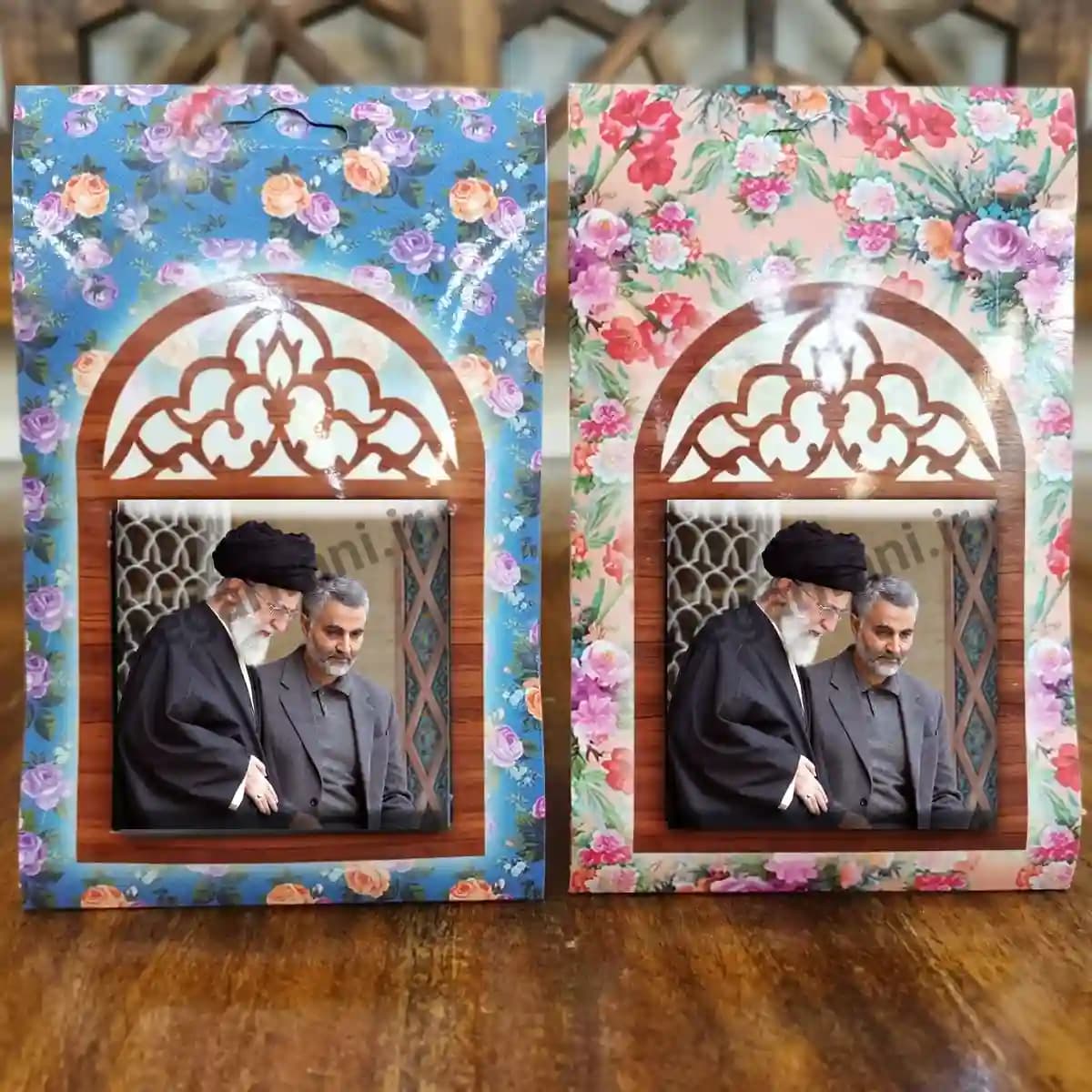 تندیس کاشی پنجره ای حاج قاسم و رهبر مدل 2ZG24 — تصویر ۵