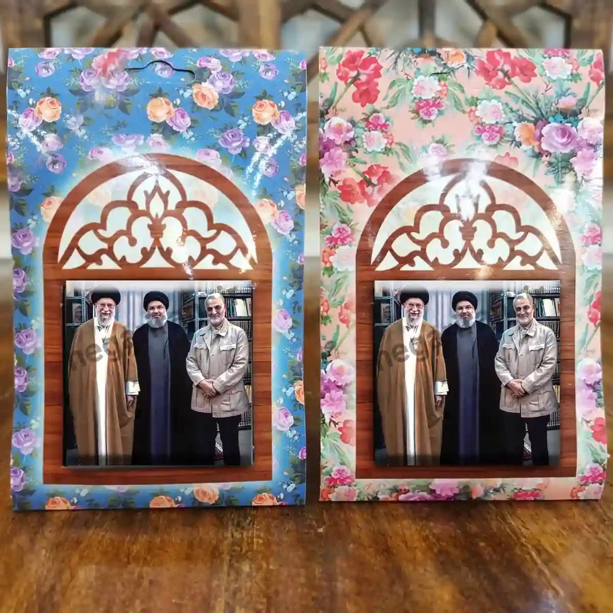 تندیس کاشی پنجره ای رهبر و حسن نصرالله و حاج قاسم مدل 2ZG23 — تصویر ۵
