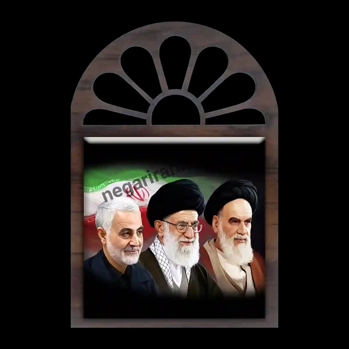 تندیس کاشی پنجره ای رهبر و امام و حاج قاسم مدل 2ZG22