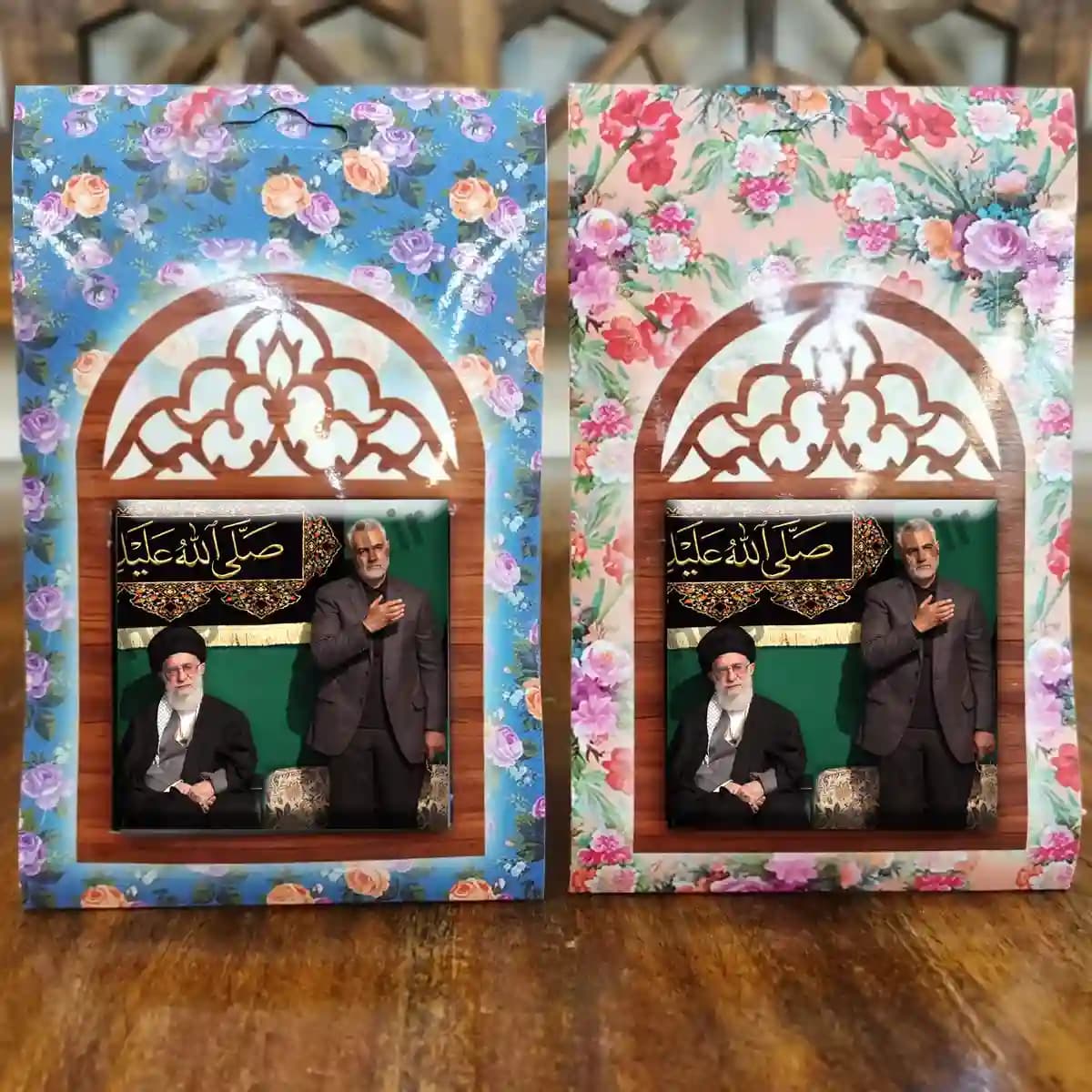 تندیس کاشی پنجره ای حاج قاسم و رهبری مدل 2ZG19 — تصویر ۵