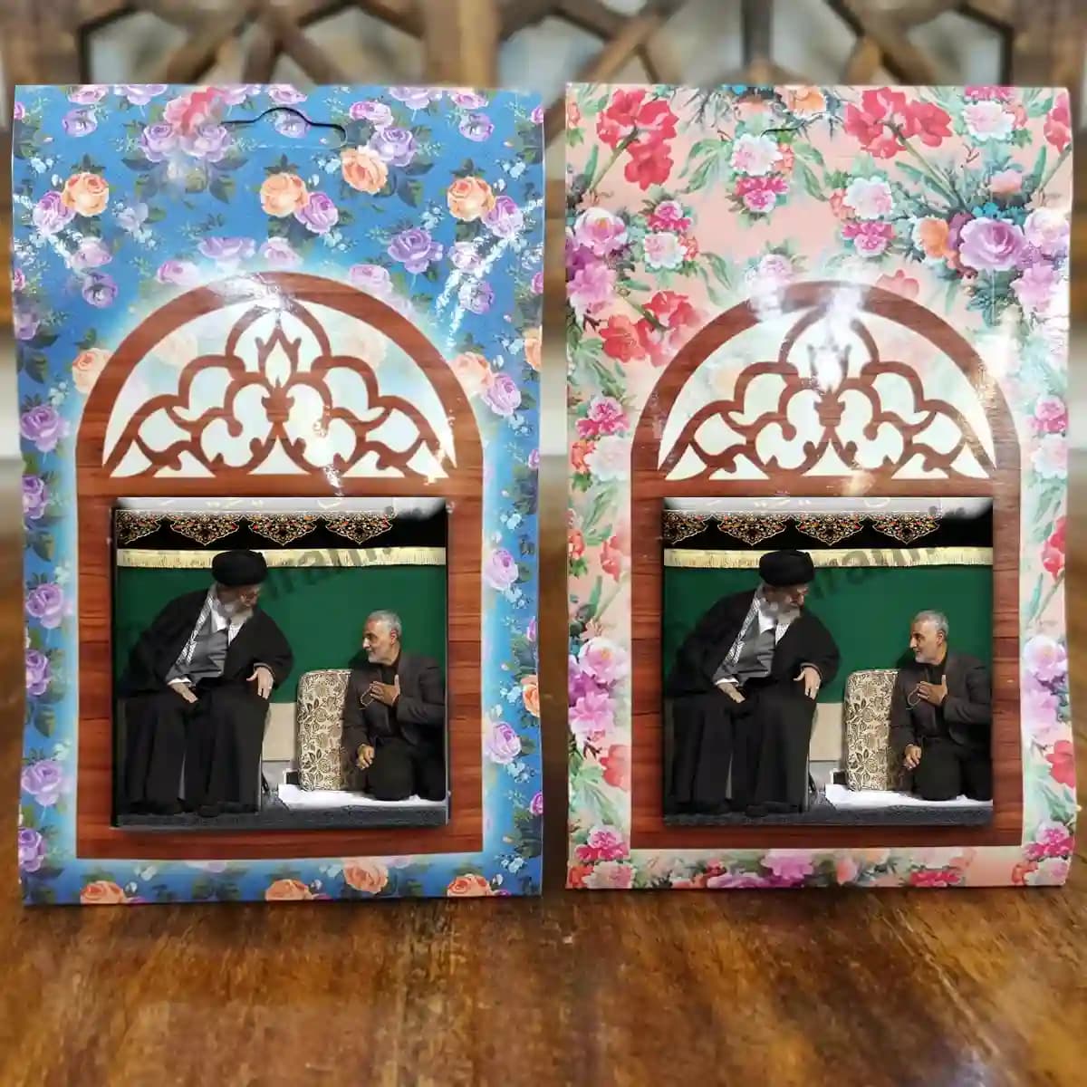 تندیس کاشی پنجره ای حاج قاسم و رهبری مدل 2ZG18 — تصویر ۵