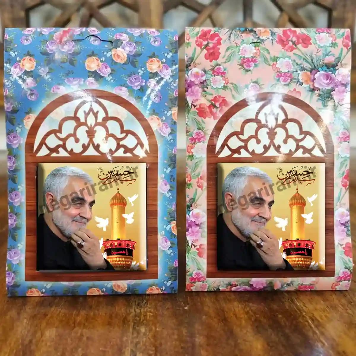 تندیس کاشی پنجره ای حاج قاسم و حرم امام رضا مدل 2ZG6 — تصویر ۵