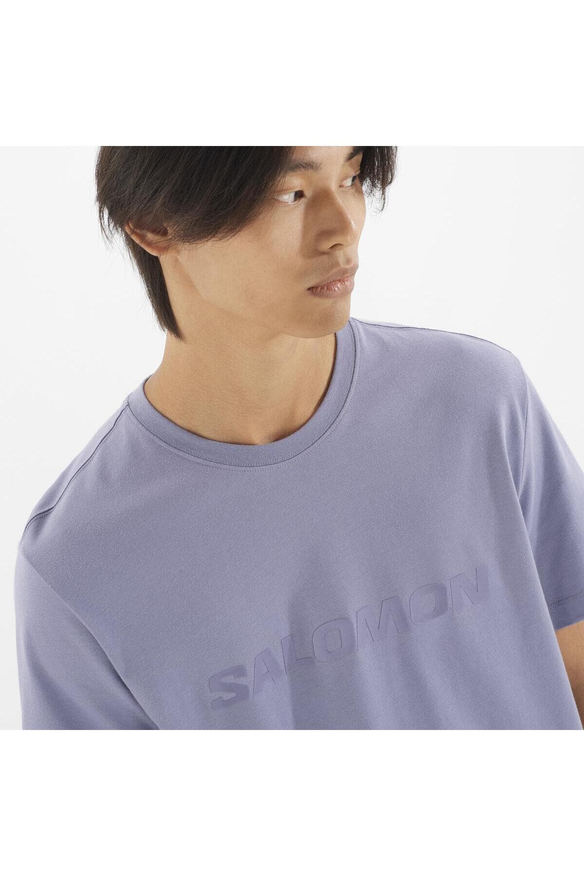 تی شرت ورزشی سالومون مردانه پنبه ای آبی راسته Regular/رگولار Casual / کژوال | Salomon LC2526800 TR — تصویر ۴