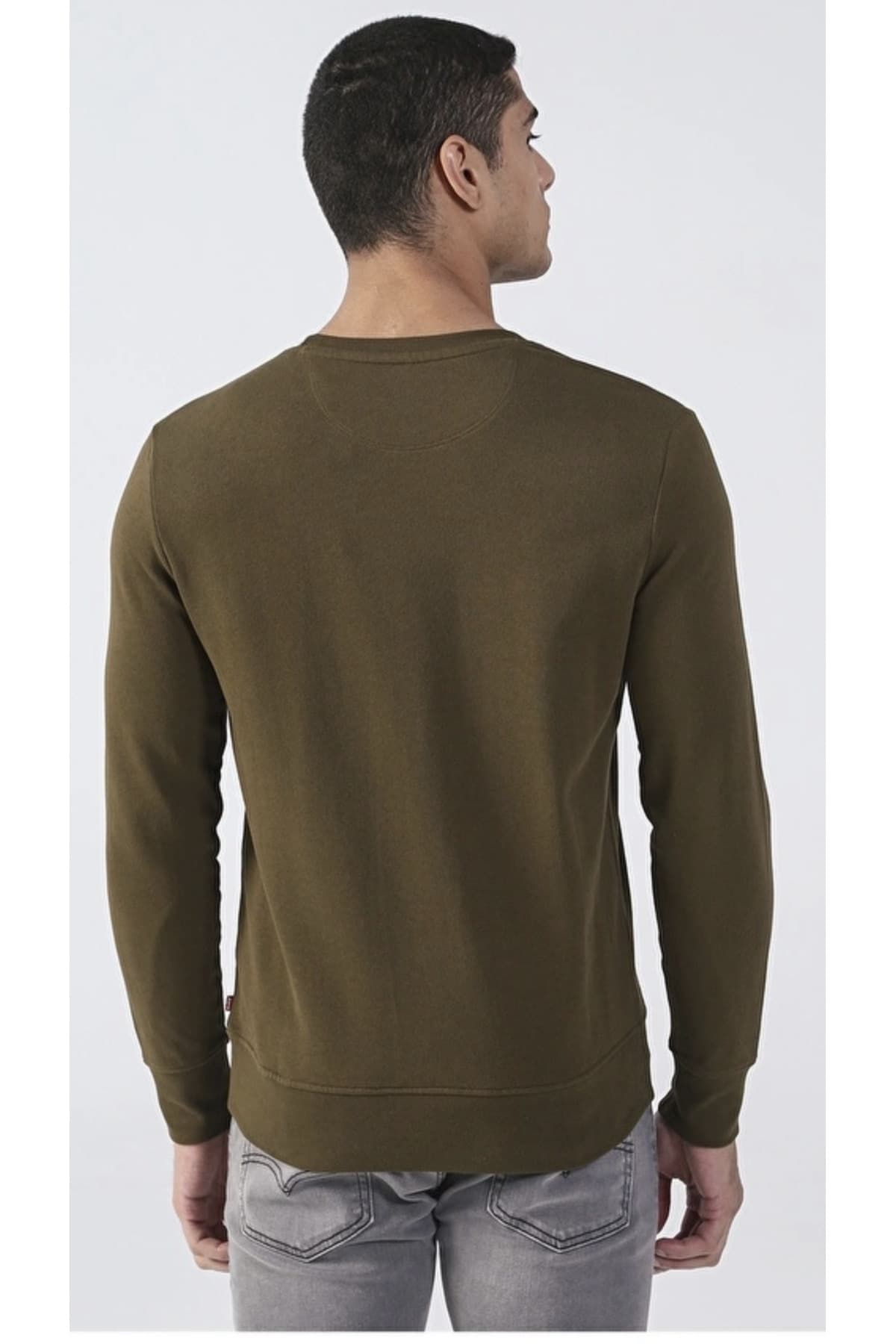 سویشرت لیوایز مردانه پاموک خاکی راسته Regular/رگولار Regular/رگولار Daily/روزانه | Levi’s Bisiklet Yaka Yeşil Erkek Sweatshırt — تصویر ۳
