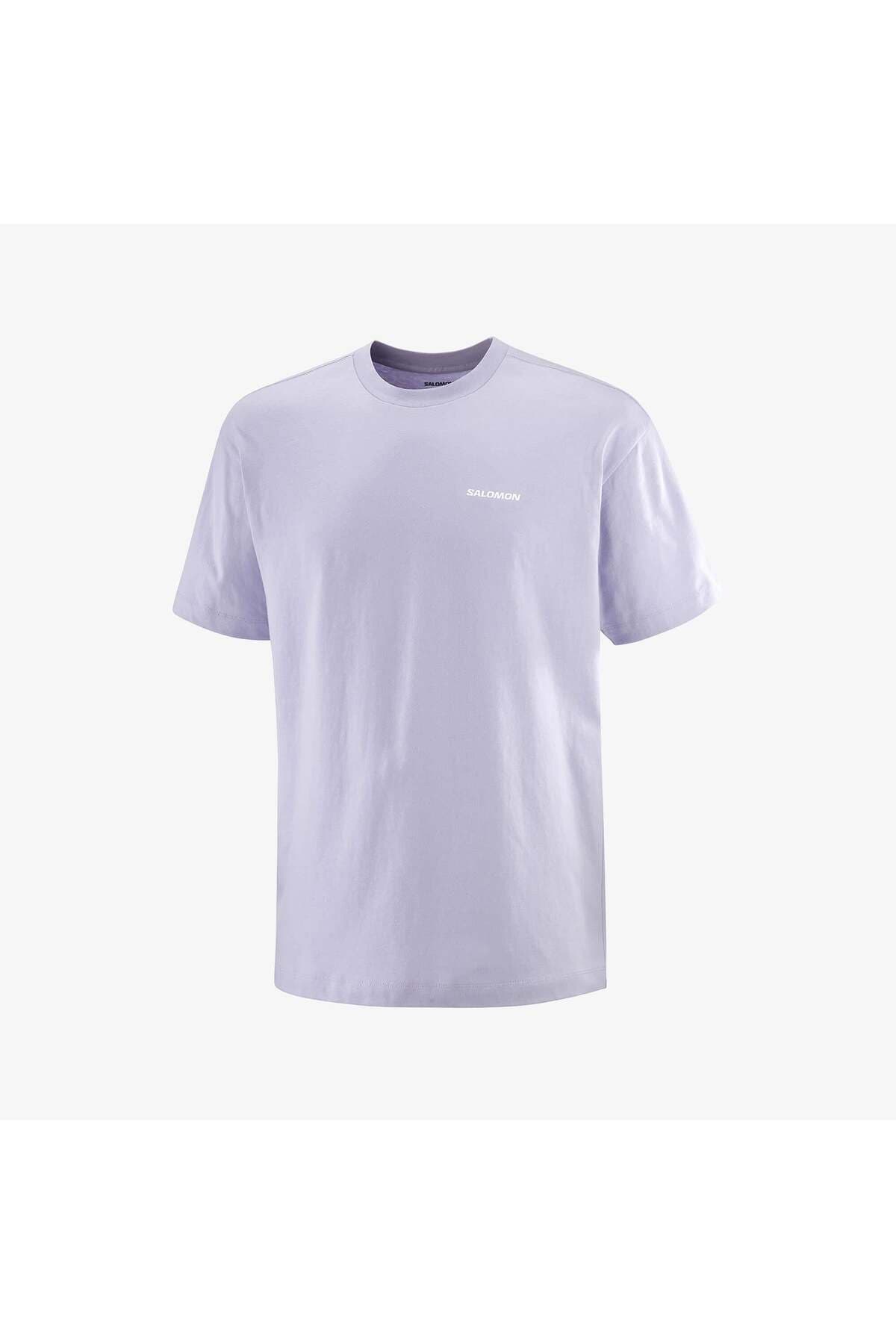 تی شرت ورزشی سالومون مردانه پلی استر بنفش راسته Relaxed/ریلکس کژوال/روزمره | Salomon LC2686800 TR