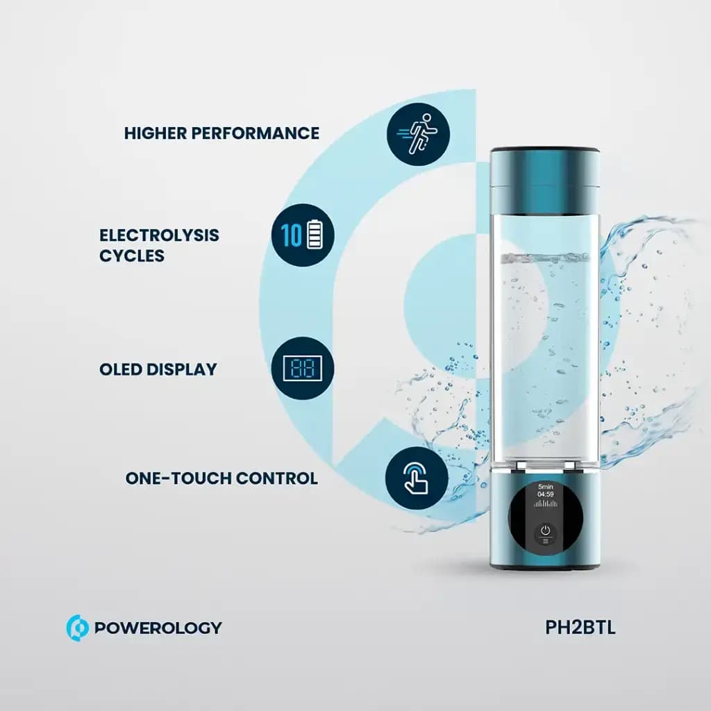 بطری هیدروژنه‌ساز آب پاورلوژی مدل Powerology Hydrogen Reach Water — تصویر ۱۲