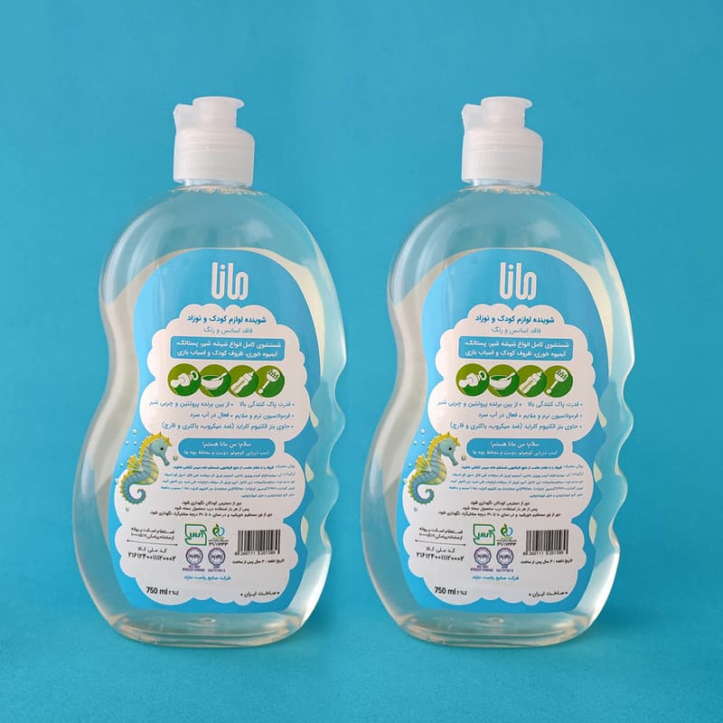 مایع شوینده و ضدعفونی کننده شیشه شیر مانا مدل بدون اسانس حجم 750 میلی لیتر بسته دو عددی — تصویر ۳