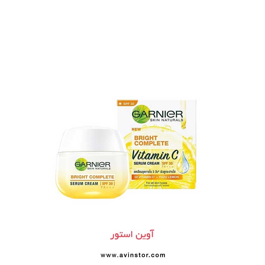 کرم سرم GARNIERگارنیه مدل BRIGHT COMPLETE- VITAMIN C SERUM CREAM ضدلک و روشن کننده