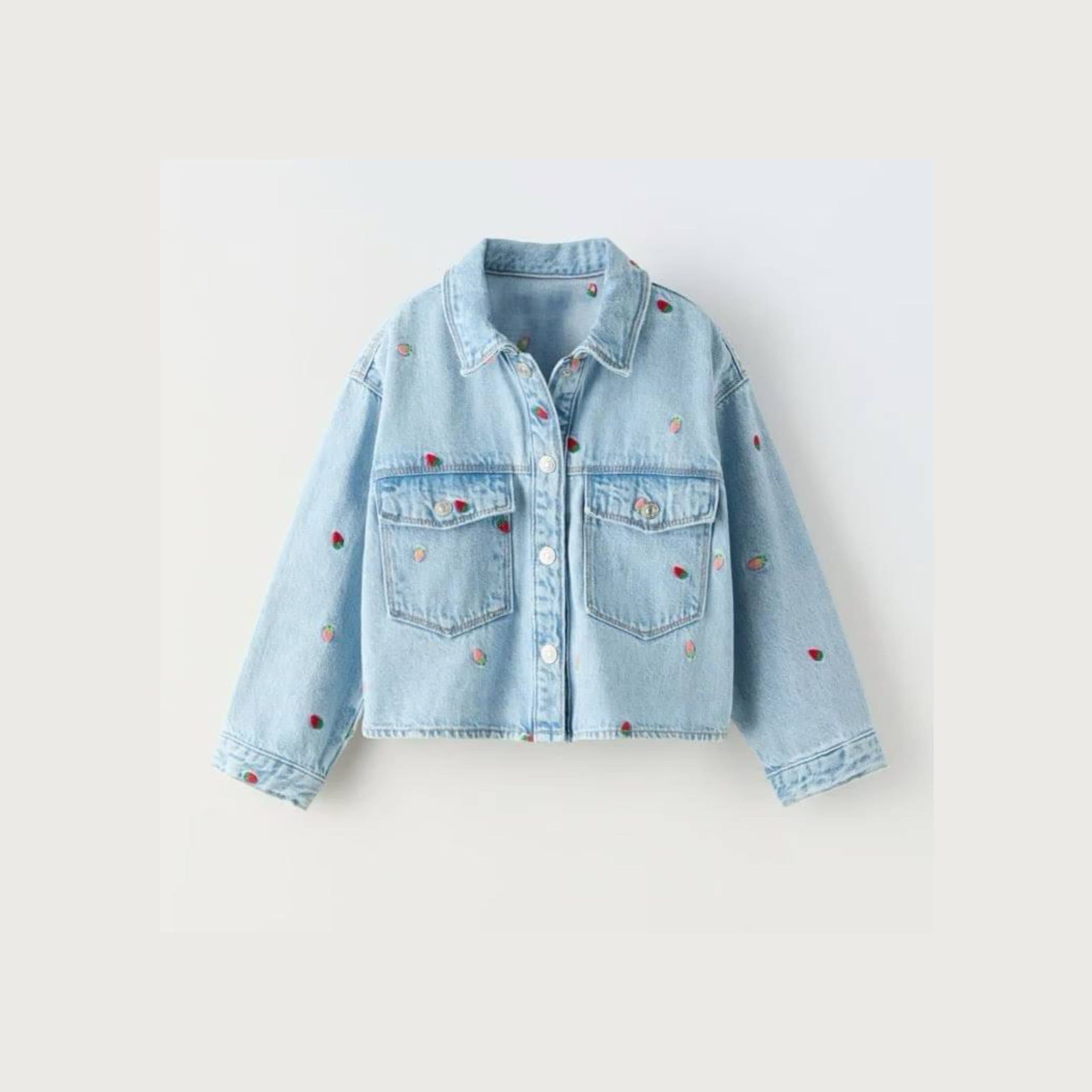 کت جین دخترانه گلدوزی برند ZARA