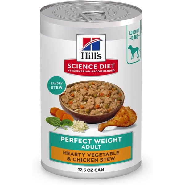 پک غذای سگ بالغ هیلز ساینس دایت کنترل وزن طعم سبزیجات و مرغ ۱.۸۱ کیلوگرم | Hill’s Science Diet Adult Small & Mini Perfect Weight Dry Food, 4-lb bag + Perfect Weight Hearty Vegetable & — تصویر ۷