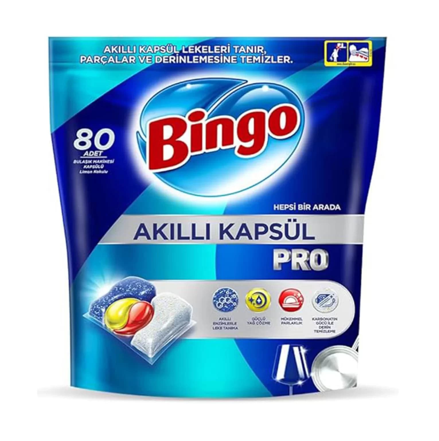 قرص ظرفشویی بینگو Bingo مدل Pro بسته 80 عددی — تصویر ۲