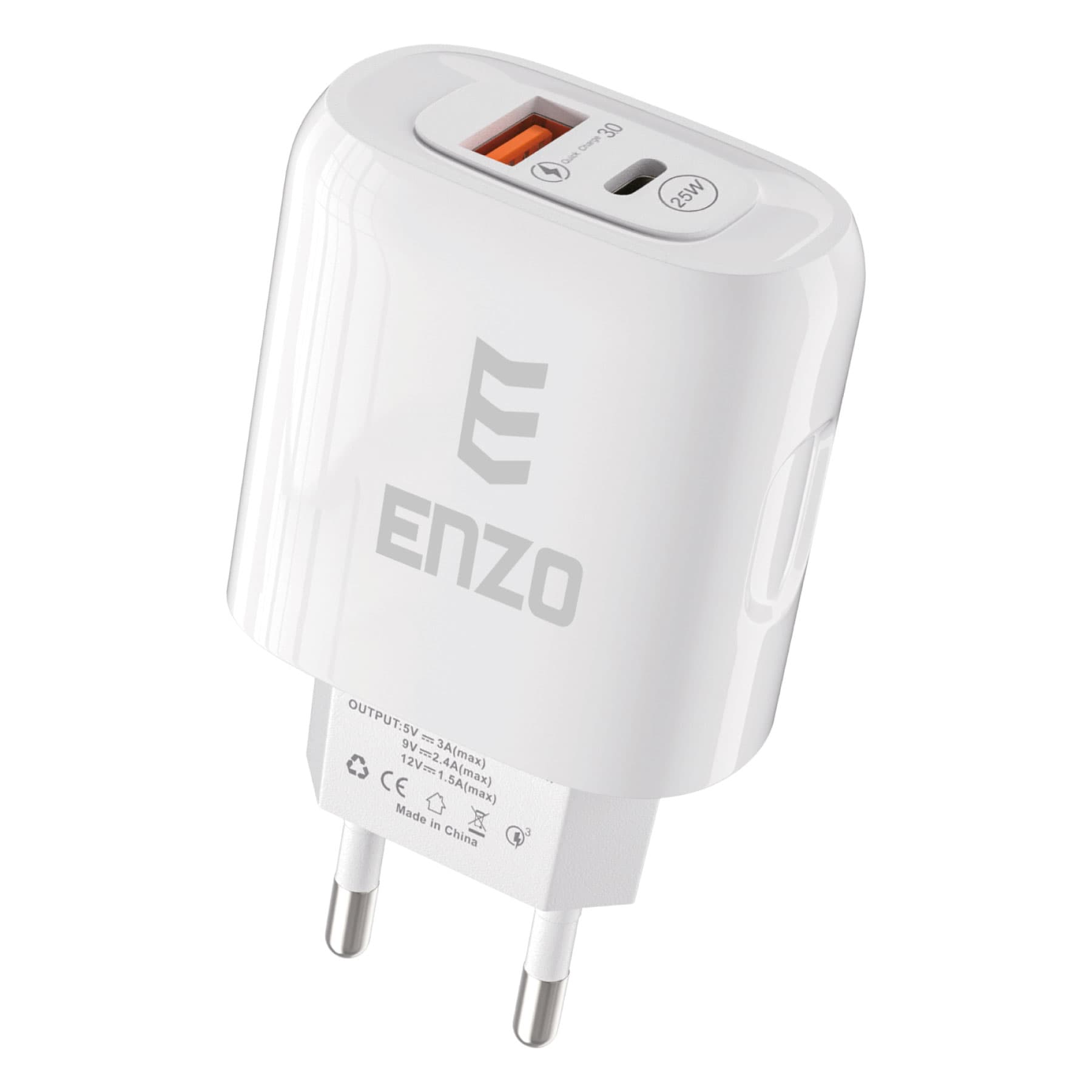 شارژر فست با کابل تایپ سی ENZO C-355 2PORT 25W