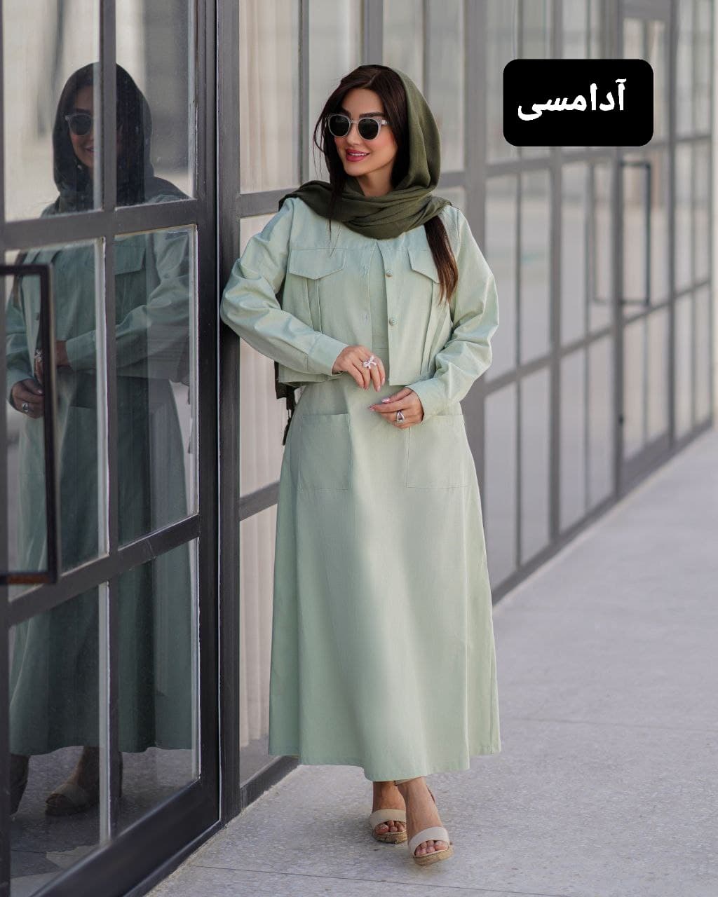 دو پی اس شومیز و بیلر زنانه جنس لینن درجه یک فری سایز 36تا 48 — تصویر ۸