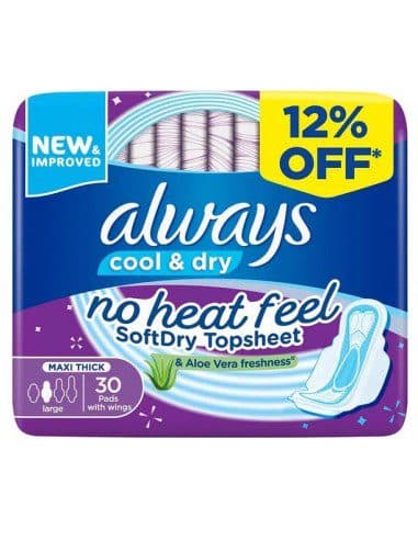نوار بهداشتی بالدار آلویز کول اند درای- بزرگ 30 عددی Always Cool & Dry