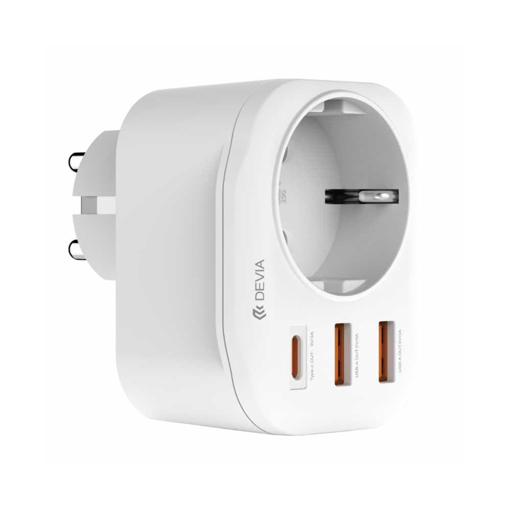 شارژر دیواری سوکت دار Devia Smart Series 2A+C PD 20W Auto Power Socket (EU) — تصویر ۵