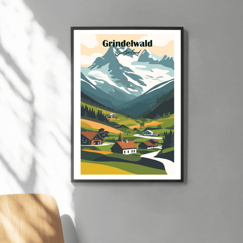تابلو و پوستر گرافیکی شهر Grindelwald — تصویر ۳