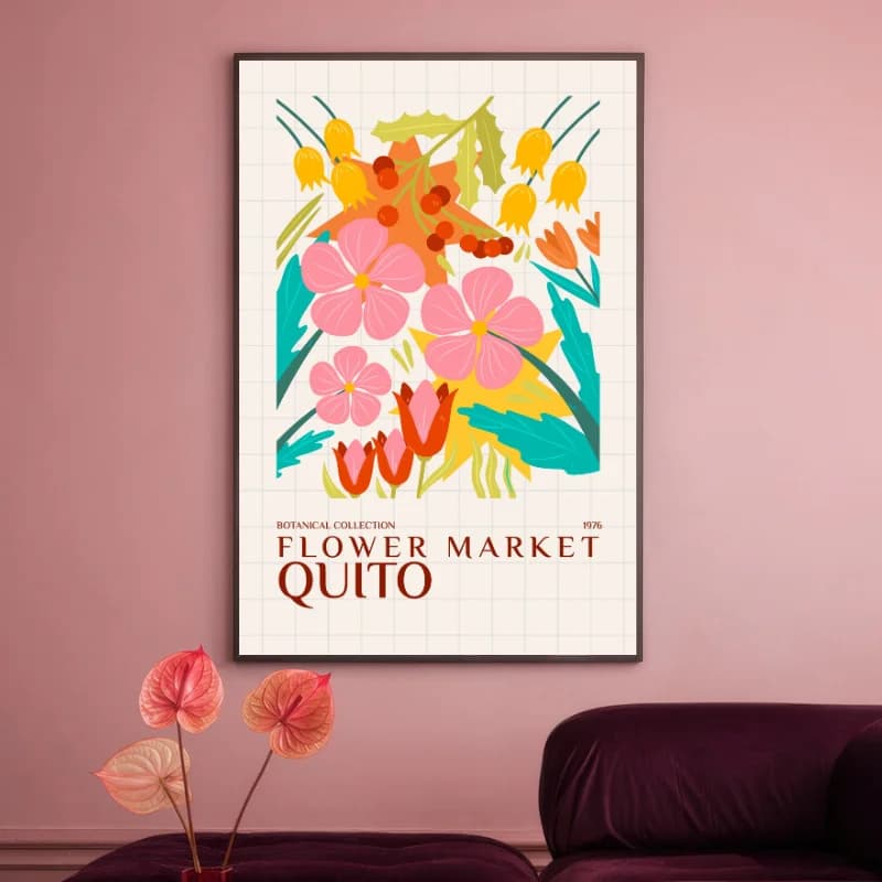تابلو و پوستر بوتانیکال Flower Market Quito — تصویر ۳