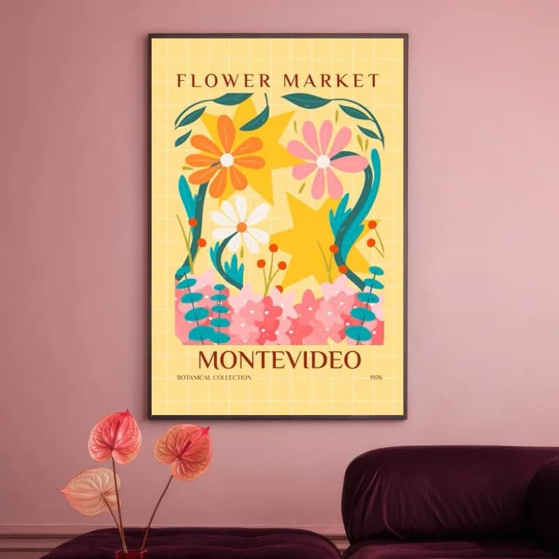 تابلو و پوستر بوتانیکال Flower Market Montevideo — تصویر ۳