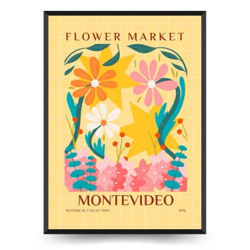 تابلو و پوستر بوتانیکال Flower Market Montevideo