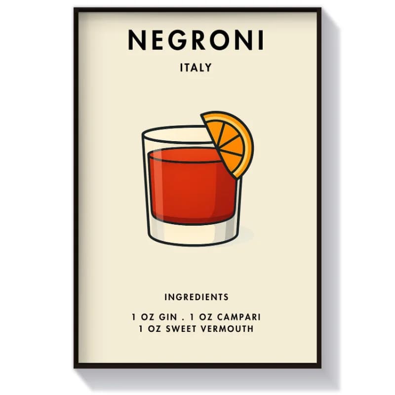 تابلو و پوستر برای کافه طرح نوشیدنی NEGRONI