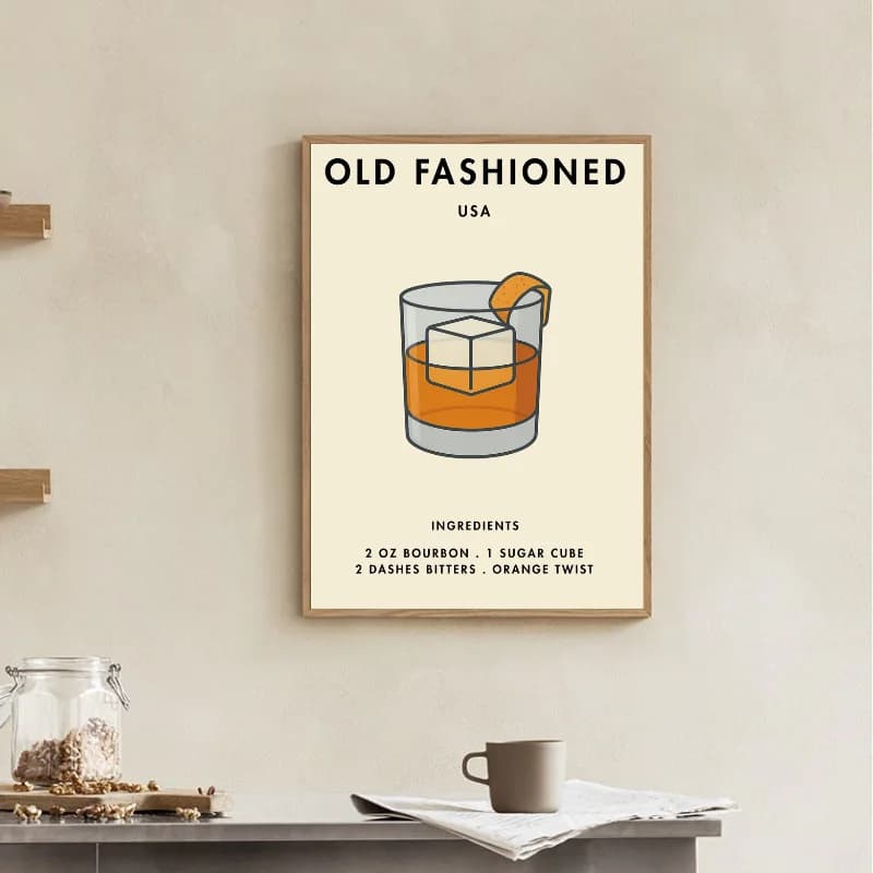 تابلو و پوستر برای کافه طرح نوشیدنی OLD FASHIONED — تصویر ۳