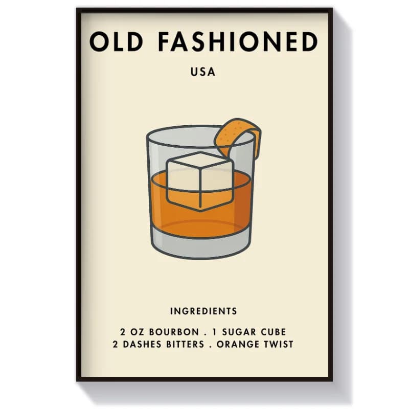 تابلو و پوستر برای کافه طرح نوشیدنی OLD FASHIONED