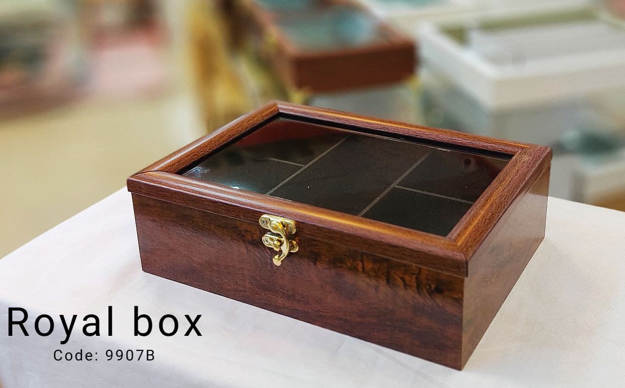 جعبه تی بگ(تی باکس)چوبی 5خانه مستطیل قهوه ای210005 Royal Box