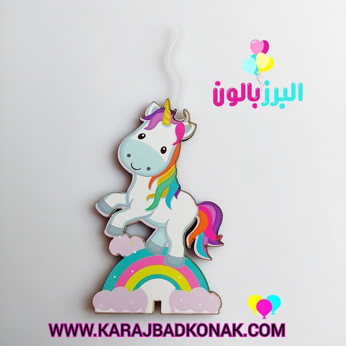 شمع استند شخصیت تم یونیکورن رنگین کمانی — تصویر ۲