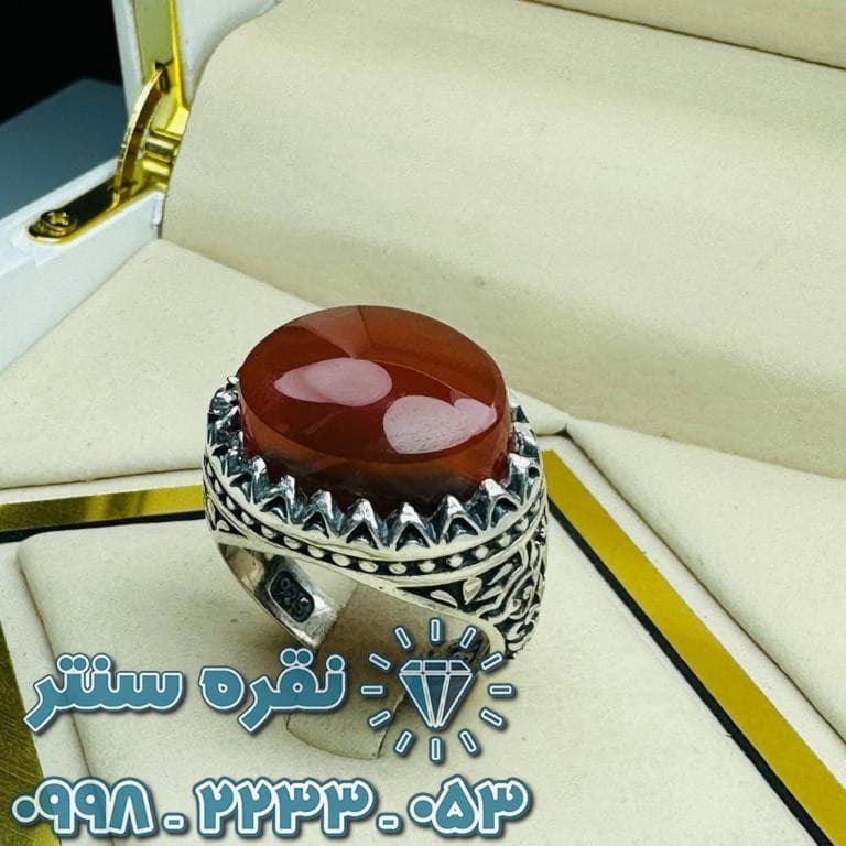 انگشتر مردانه عقیق یمنی سنگین — تصویر ۴