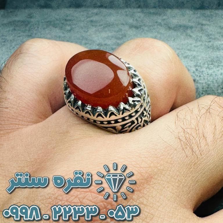 انگشتر مردانه عقیق یمنی سنگین — تصویر ۵