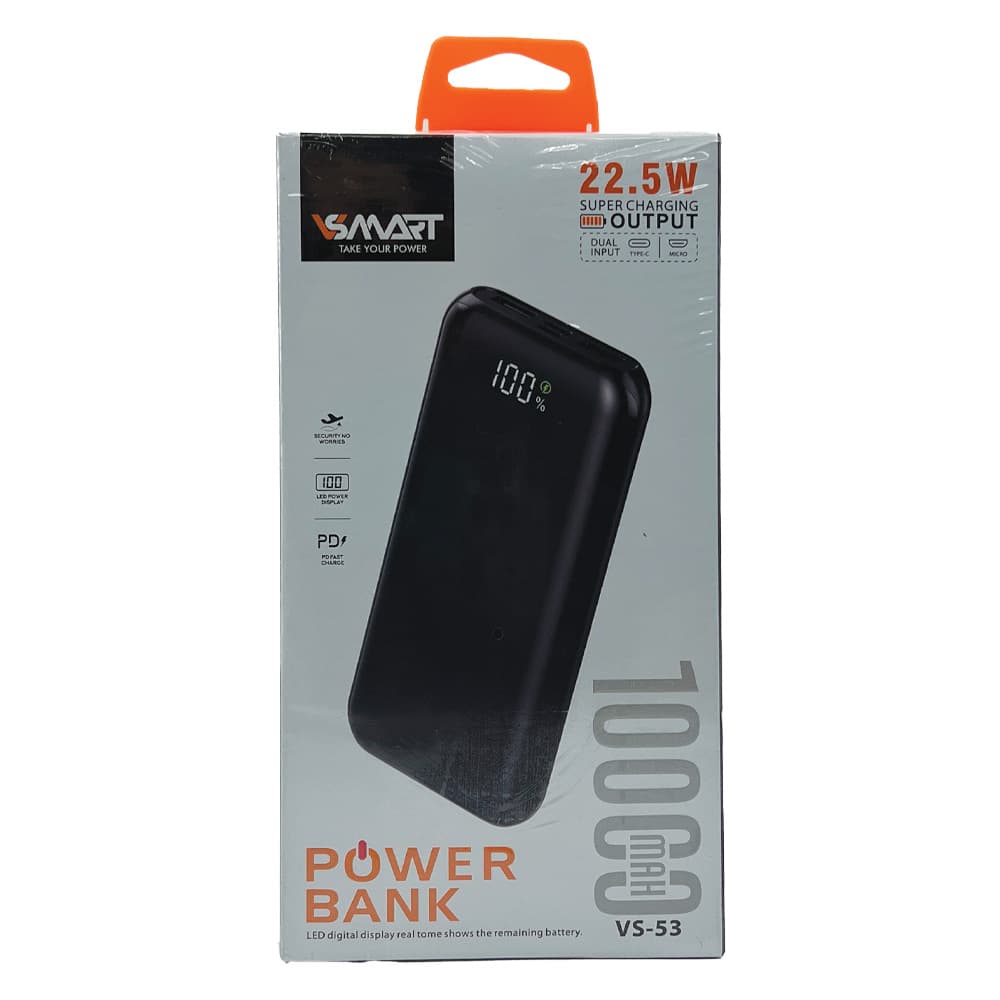 پاوربانک 10000 MAH وی اسمارت مدل VS-53 22.5W اورجینال