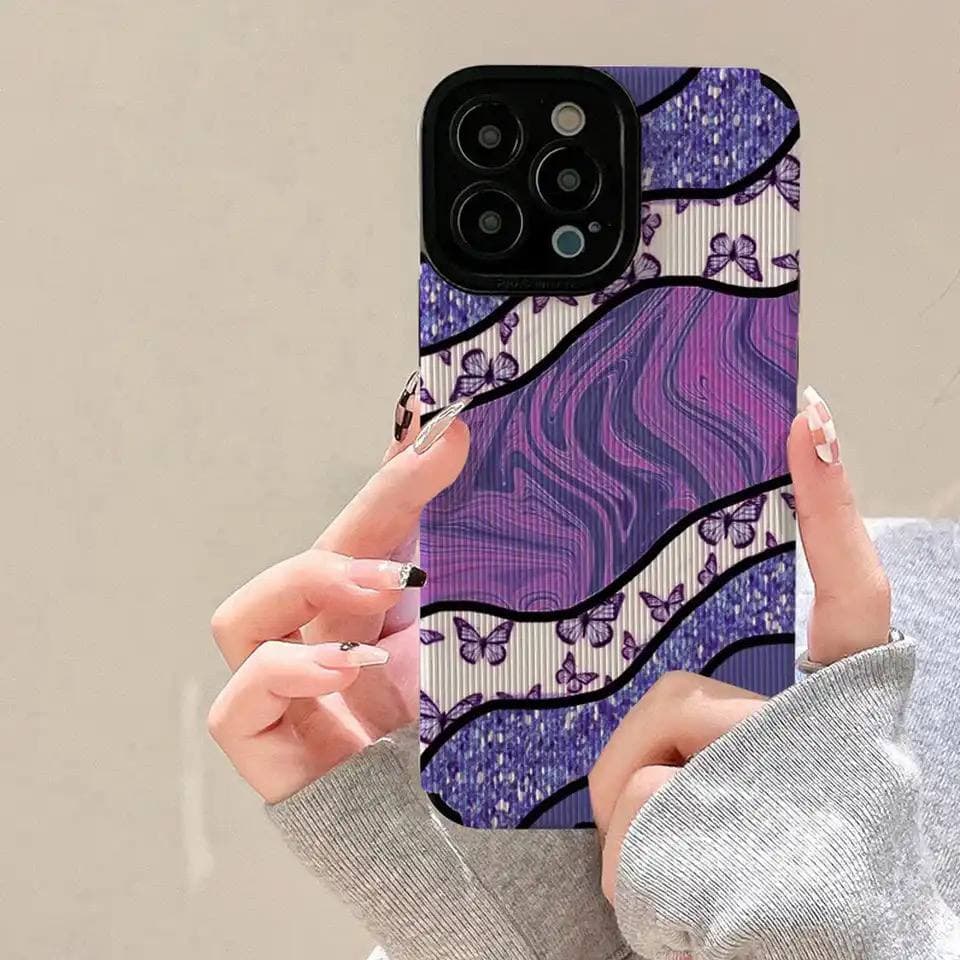 قاب پروانه کبریتی بنفش butterfly purple آیفون 12 پرومکس — تصویر ۲